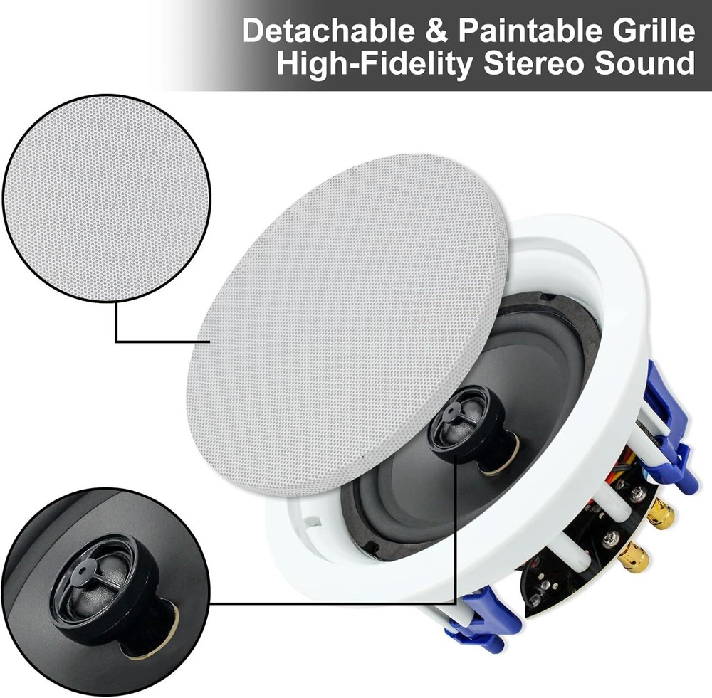 Herdio 2 Pack 6.5" 320W 2-Way Ceiling Speakers Flush Mount Kitchen