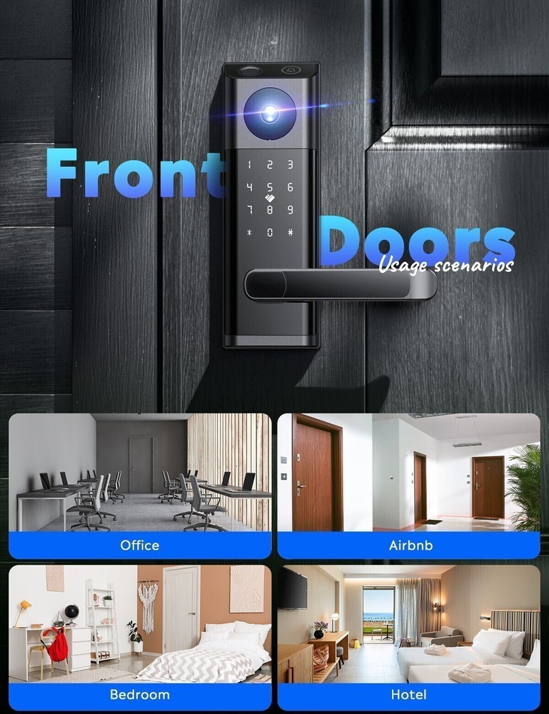 Smart Door Lock +Camera& Handle Biometric Electronic Keyless Entry Doorbell Lock