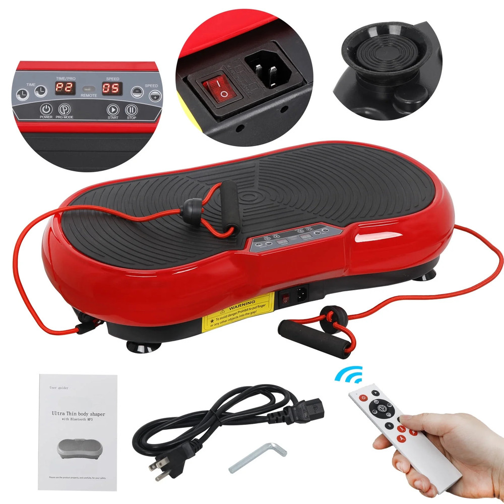 Vibration Plate Exercise Machine, Full Body Workout Home Platform, Bluetooth Red