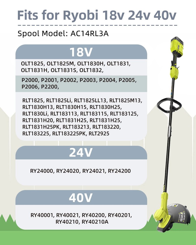 Ryobi Weed Wacker String Replacement 99ft Autofeed 6 Spools Compatible with Ryob