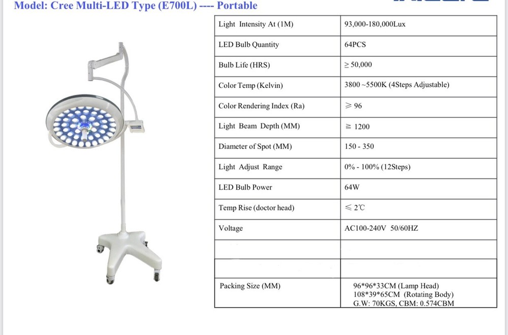 LED Portable & Mobile Surgical Operating Light. Many Models Available.