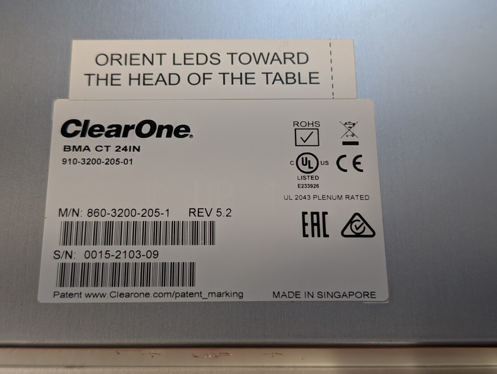 ClearOne 860-3200-205-1 REV 5.2 BMA CTH 24IN Mic Array Controller Module