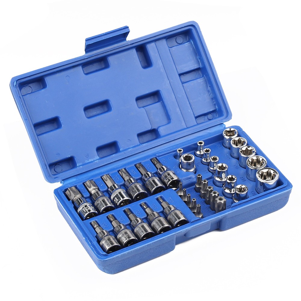 34Pcs Drive Male Female Torx Star Bit Socket E-socket Set Handheld Tool Case US