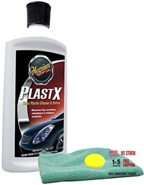 PlastX Clear Plastic Cleaner & Polish (10 oz) Bundle with Microfiber Cloth &