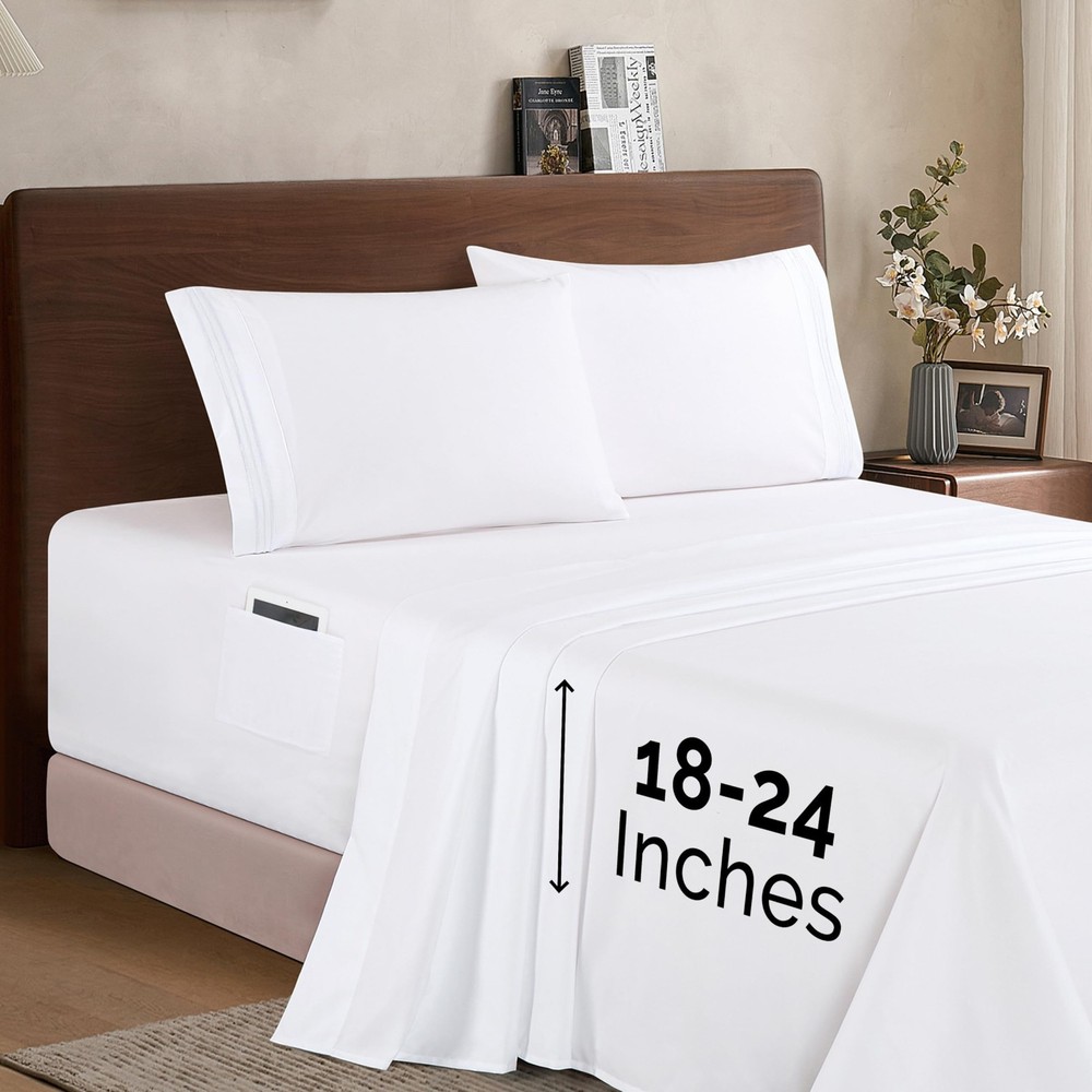 Luxury 1500 Thread Count Microfiber 4-Piece King Sheet Set - Extra Deep Pocket,