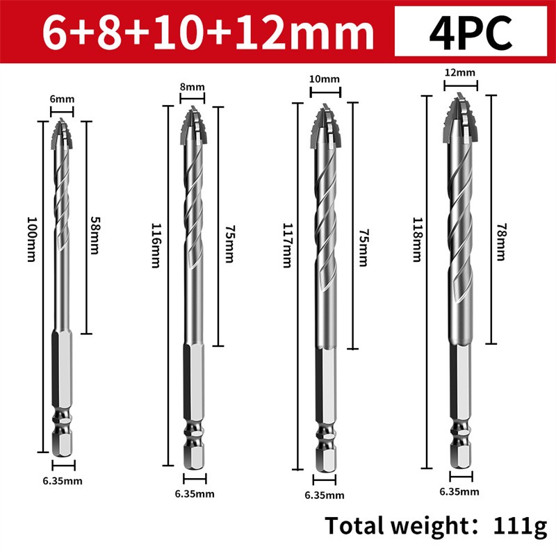 4X Eccentric Drill Bit Set Four-Flute Sawtooth Eccentric Drill Bit High Hardness