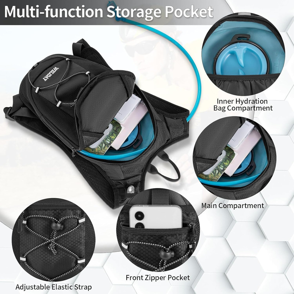 Hydration Backpack with Leak Proof Water Bladder, Lightweight Hydro Water Daypac