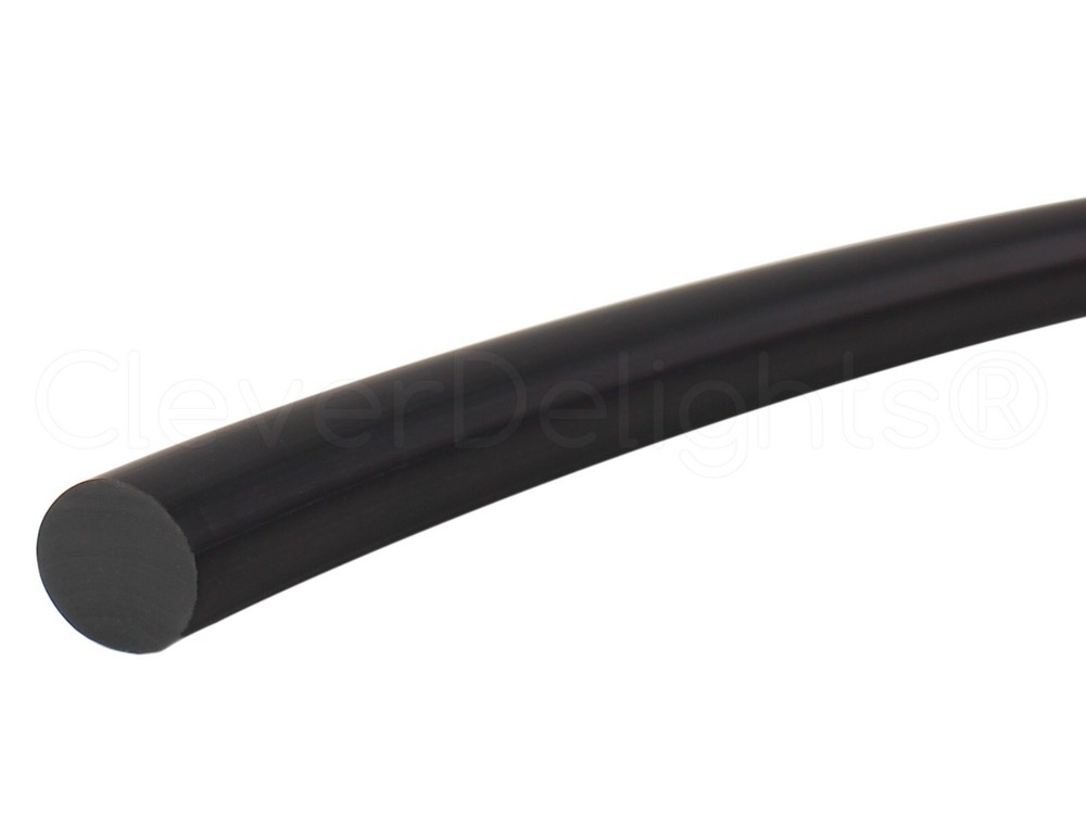 8mm Solid Rubber Cord - Black - Buna 70 Shore A Duro - 8mm
