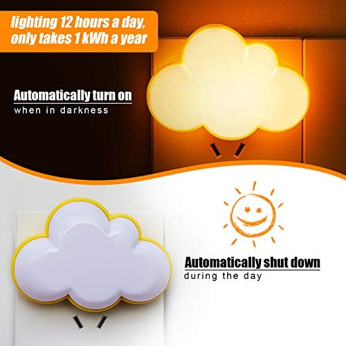 Mudder 2 Pack Night Light Plug into Wall Soft LED Cloud, Yellow