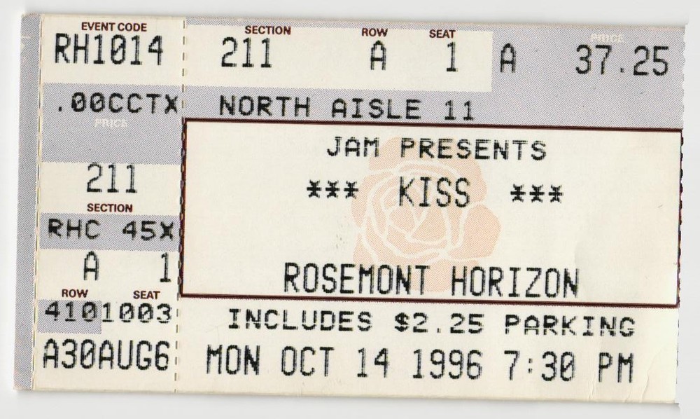 Vintage 1996 Kiss Deftones Concert Ticket Stub Rosemont IL