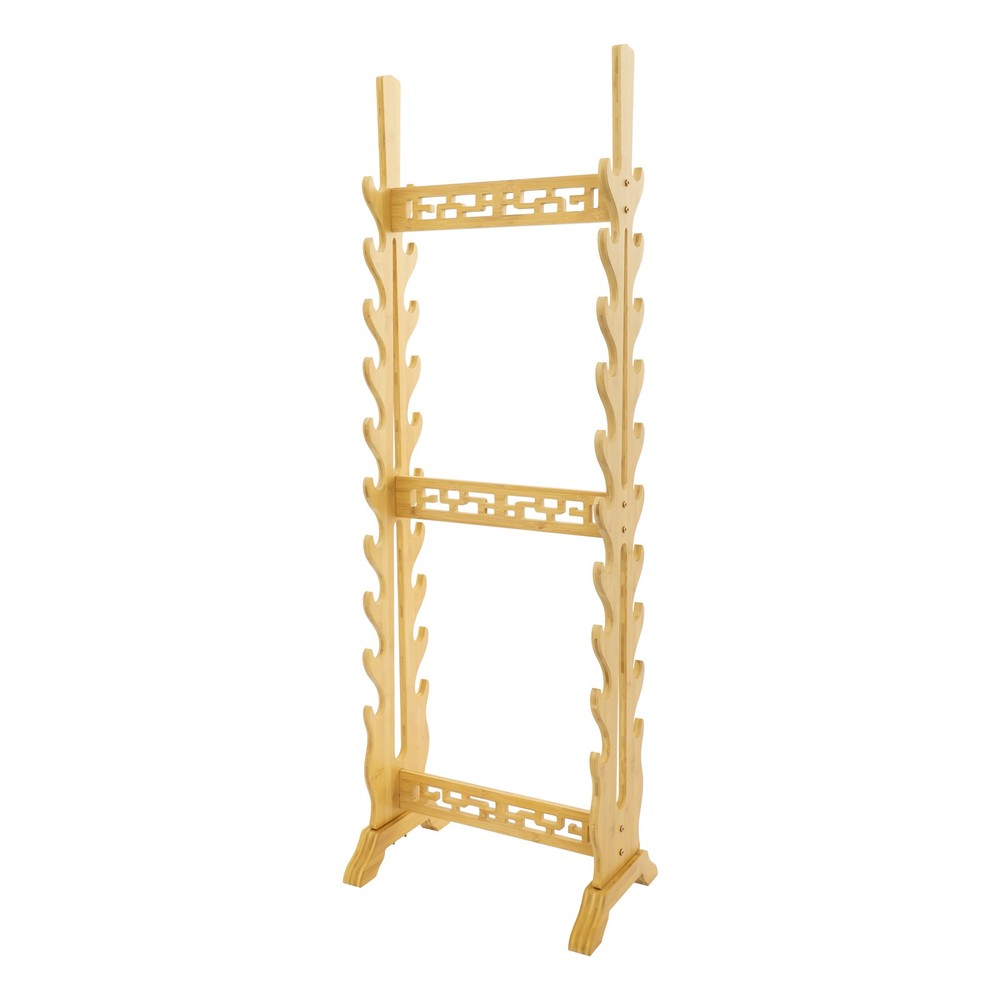 Solid Wood Horizontal Display Rack for Katana Sword 20 Tier Medieval Sword Stand