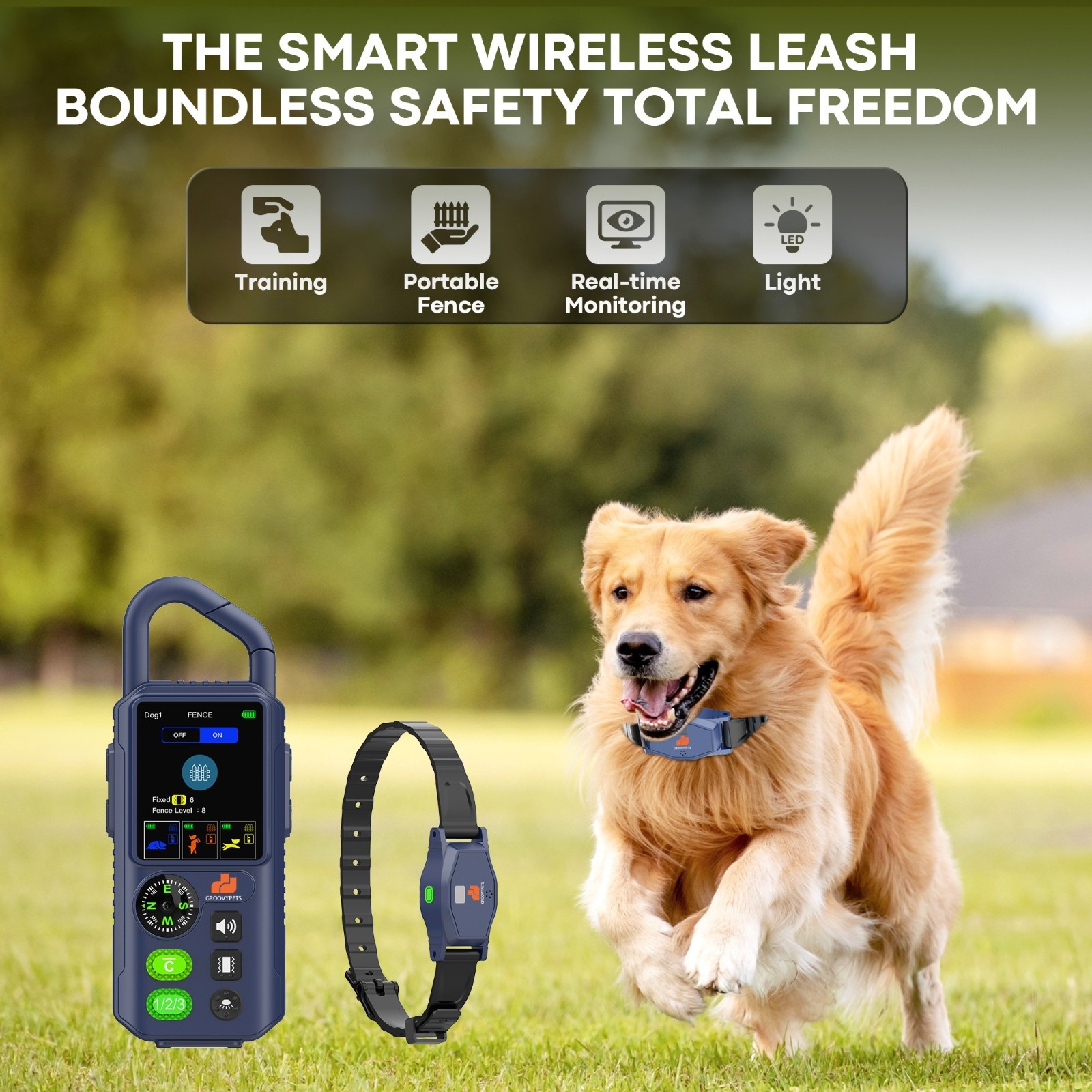 2-Dog Wireless Dog Fence & 1100 YD Remote Training Collar Duo Kit Waterproof