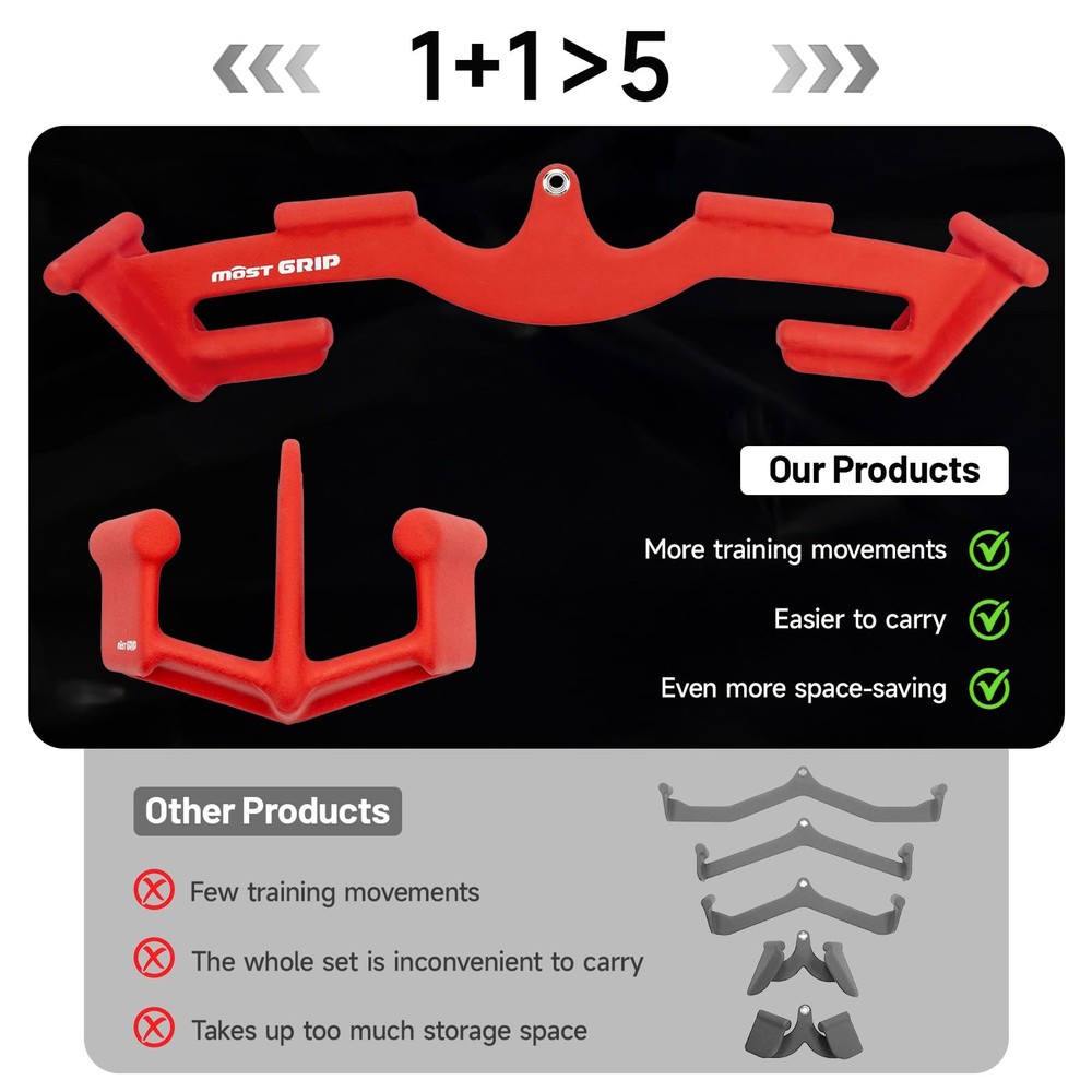 MOST GRIP LAT Pull Down Bars Set, Triangular Stability Pulldown Ruby Red