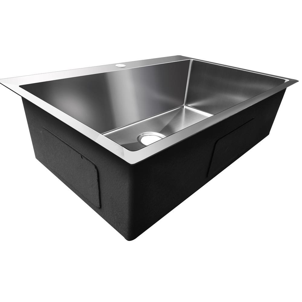 33"x 22"x 9" Single Basin Stainless Steel Top Mount Kitchen Sink w/ Bottom Grid