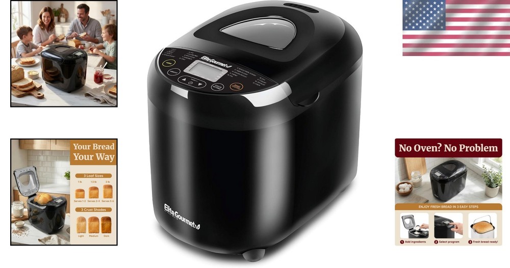 Programmable Bread Machine, 2 lb Loaf, 19 Presets, Black