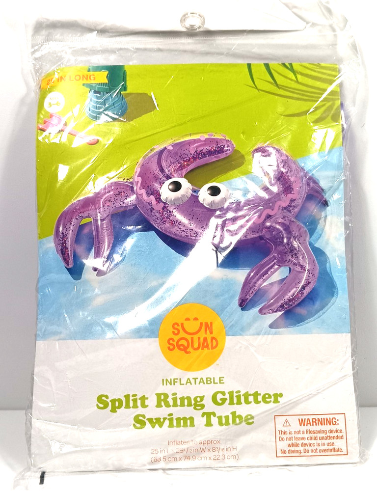 Sun Squad Split Ring Crab Float PVC Pool Toy Purple Ages 3+