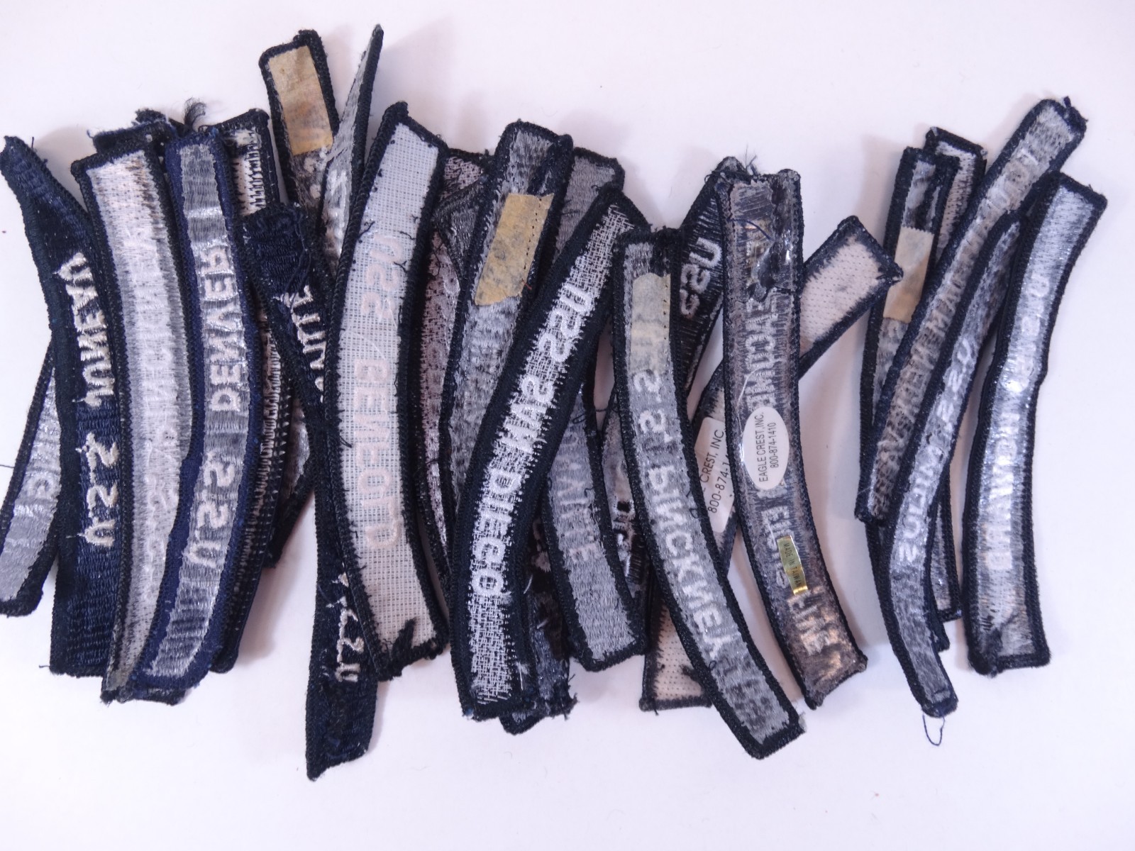 Lot of 24 - US NAVY SHOULDER STRIP TAB Rocker Patches USS Military USA America