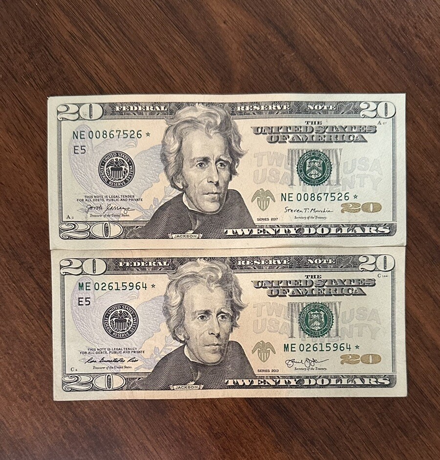 20 dollar STAR note 2013 & 2017 Star Notes