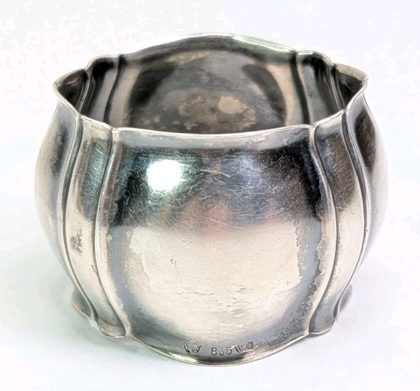 835 German Silver Napkin Ring Wilhelm Binder 36 Grams AU Monogram