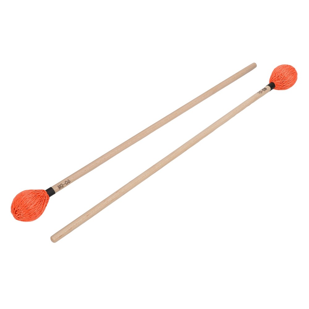 1 Pair Medium Hard Marimba Mallets For Percussion Playing Orange Excellent
