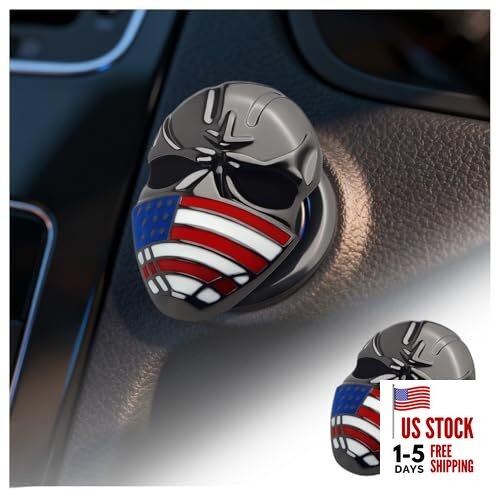 3D Skull Car Push Start Button Cover,Stylish Engine Start Button Cover with US