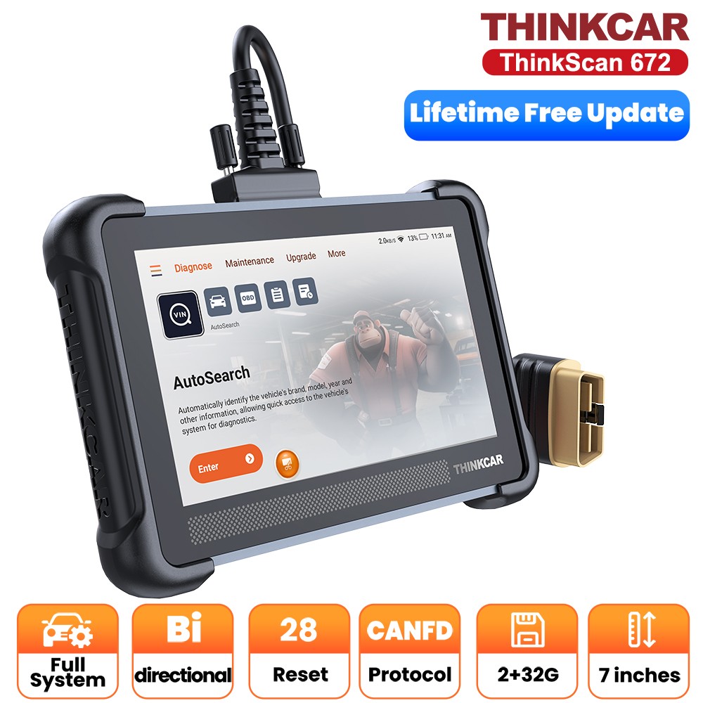 THINKSCAN 672 OBD2 Scanner ALL System Car FCA Code Bidirectional Diagnostic Tool