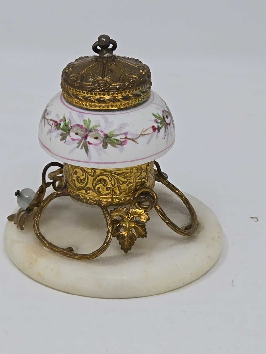 19th Century Marble, Porcelain & Brass French Made Inkwell