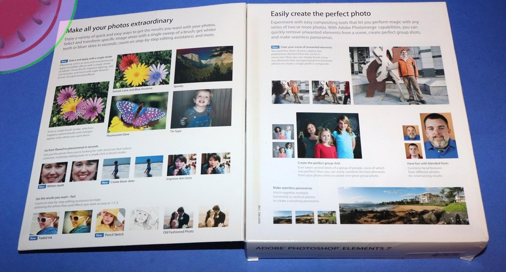 Adobe PHOTOSHOP ELEMENTS 7 w/ Key & Bonus Scrapbook Training Software PC Windows
