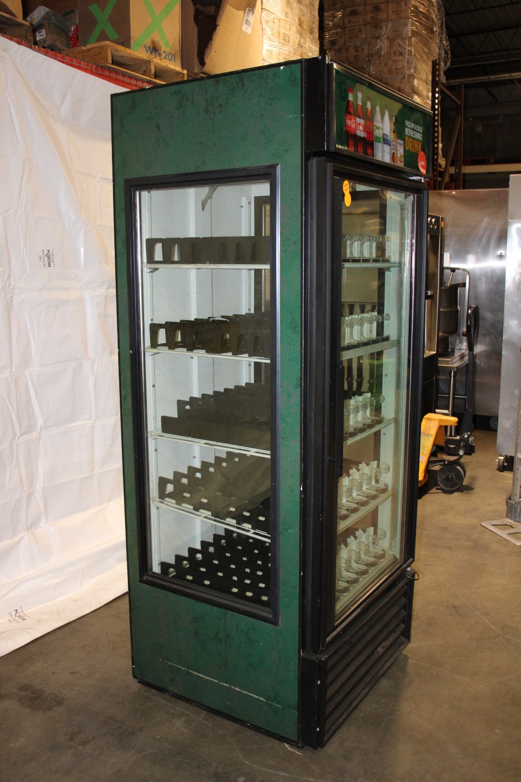 True GEM-26 Single Glass Door Refrigerator, Glass Sides, w/ Spring Loaders CLEAN
