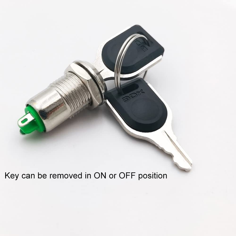 12mm On/Off Metal Key Lock Switch Maintained Latching Key Switch 5 Pack