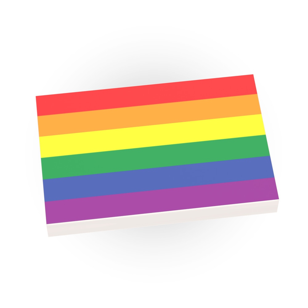 Pride Flag Pattern -  Custom Printed  2x3 Tile -  Minifig - Brick City