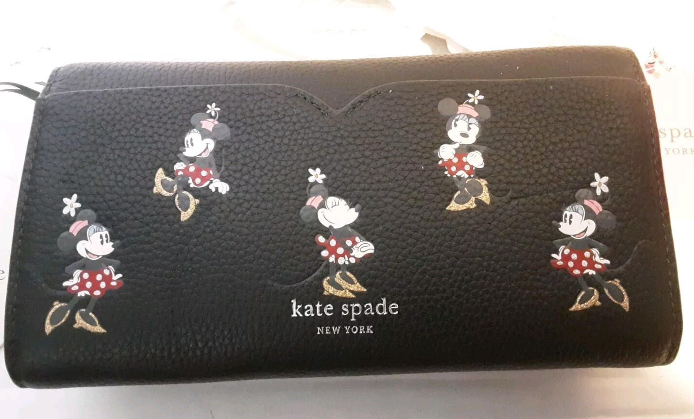New with tag Kate Spade Disney Parks Minnie Mouse Leather Wallet Crossbody Bag