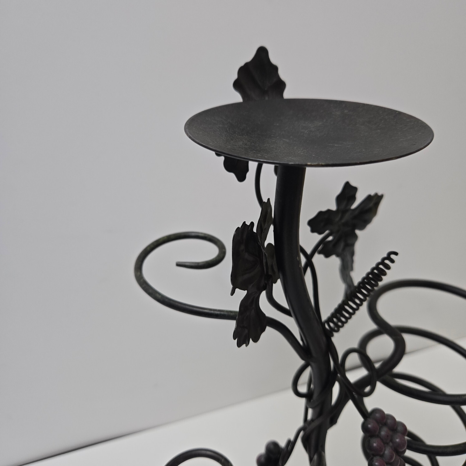 Metal Wine Rack, Holds Wine Bottle, 2 Glasses Candle On Top 17 1/2" tall