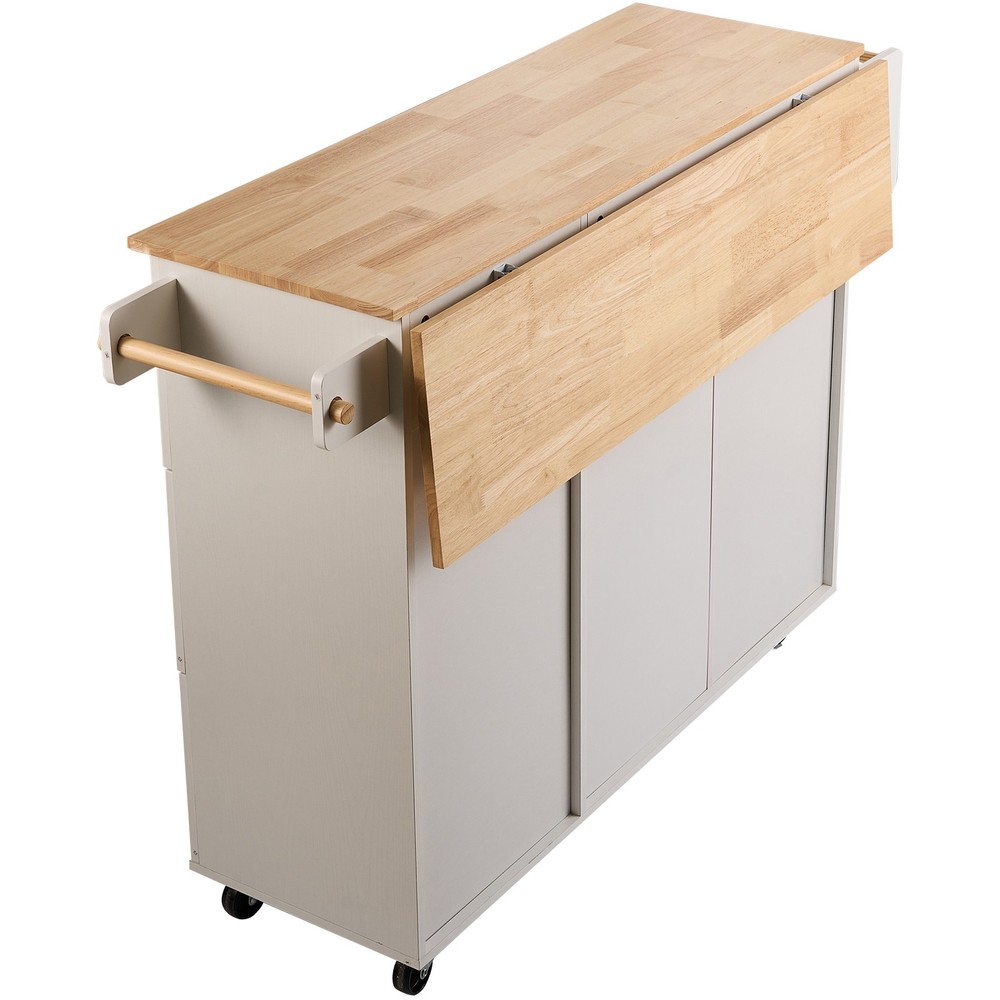 Kitchen Island Cart with Solid Wood Top, 45.3" Width Mobile Carts with Storage