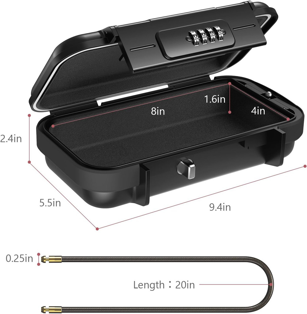 LOFICOPER Portable Safe Lock Box, 4 Digit Security Case, Beach Safe Box with Rem
