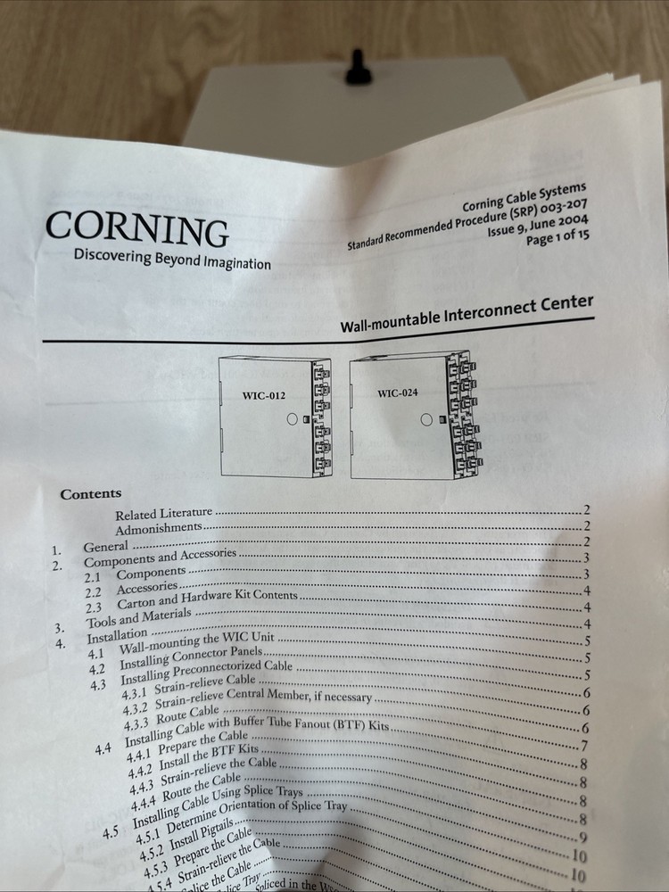 Corning WIC-012, Wall-Mountable Interconnect Center