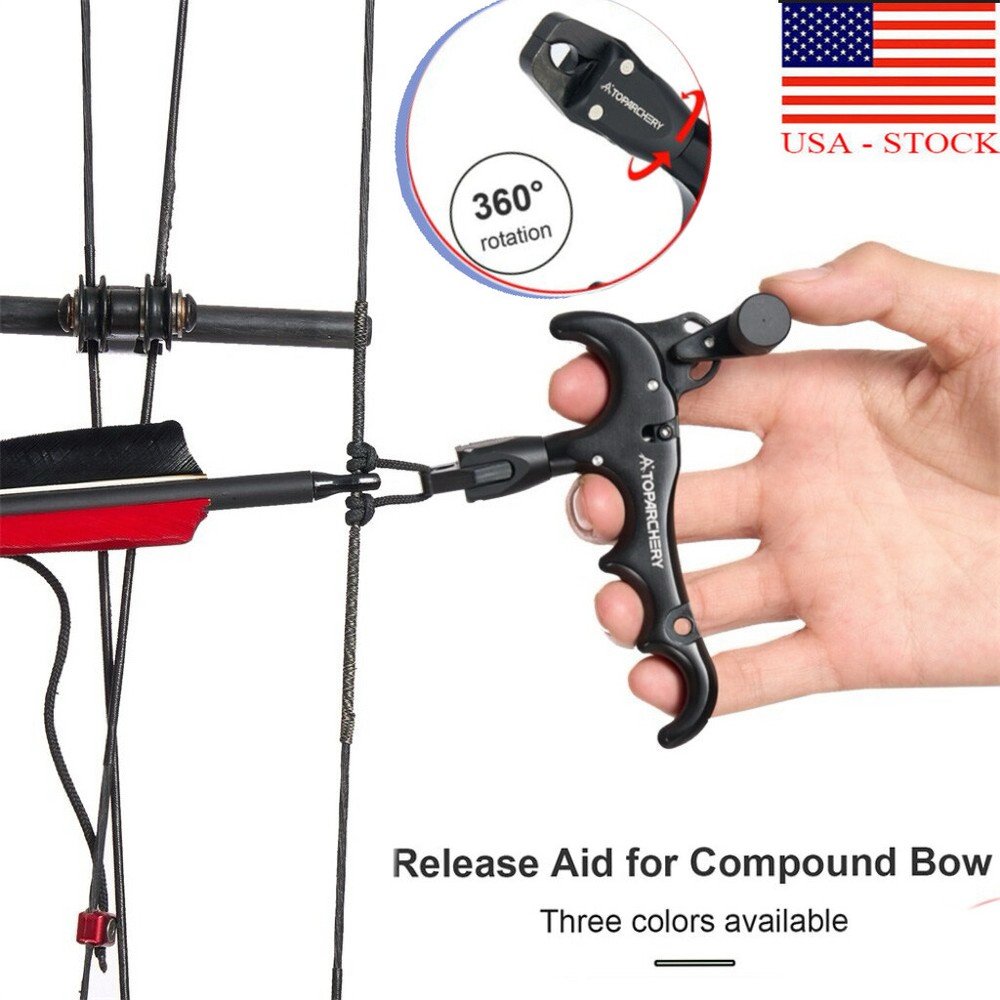 4-Finger Adjustable Archery Compound Bow Release  Can Rotate 360° Thumb Release
