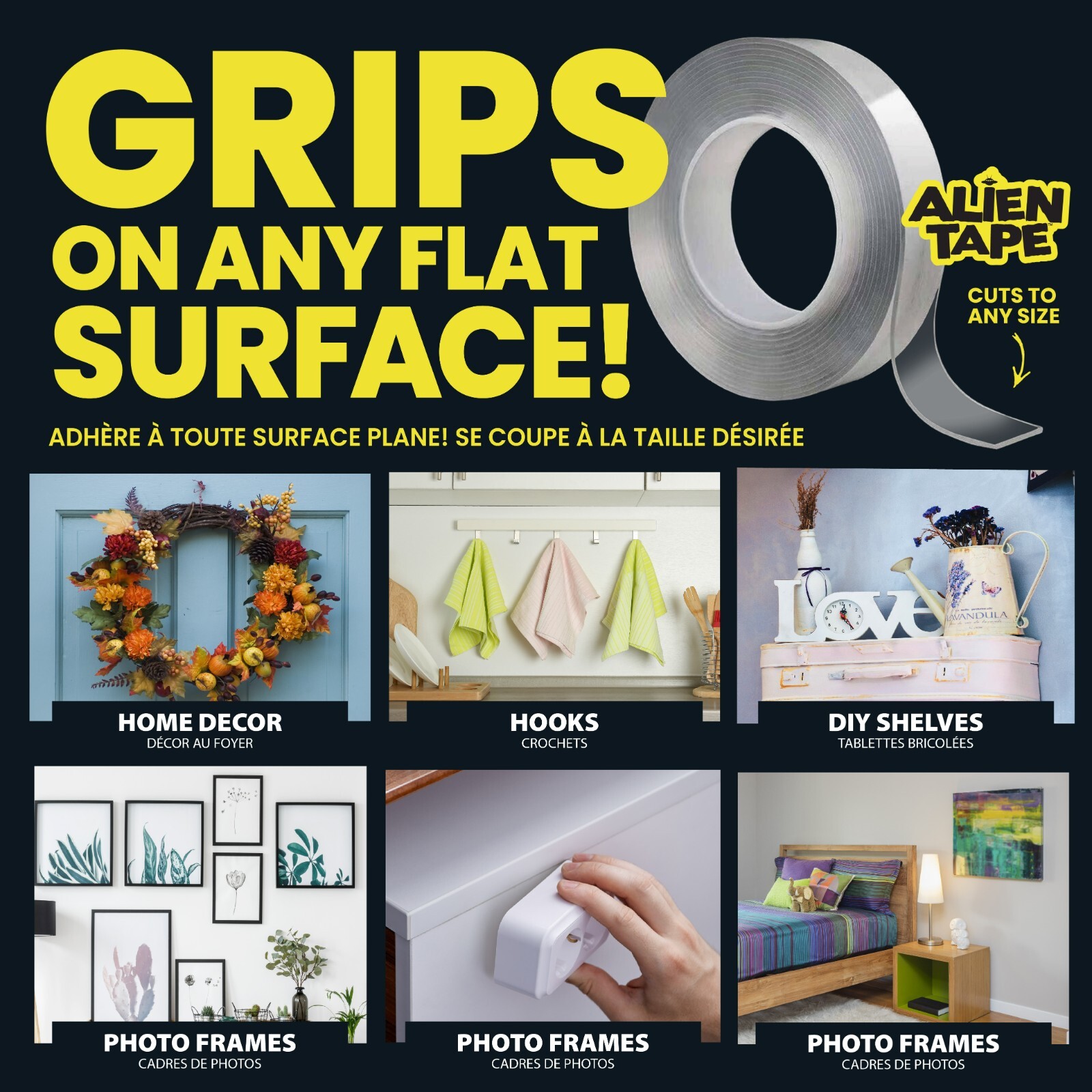 Alien Tape Double Sided Multipurpose Adhesive Grip Mounting Tape - 3 Pack