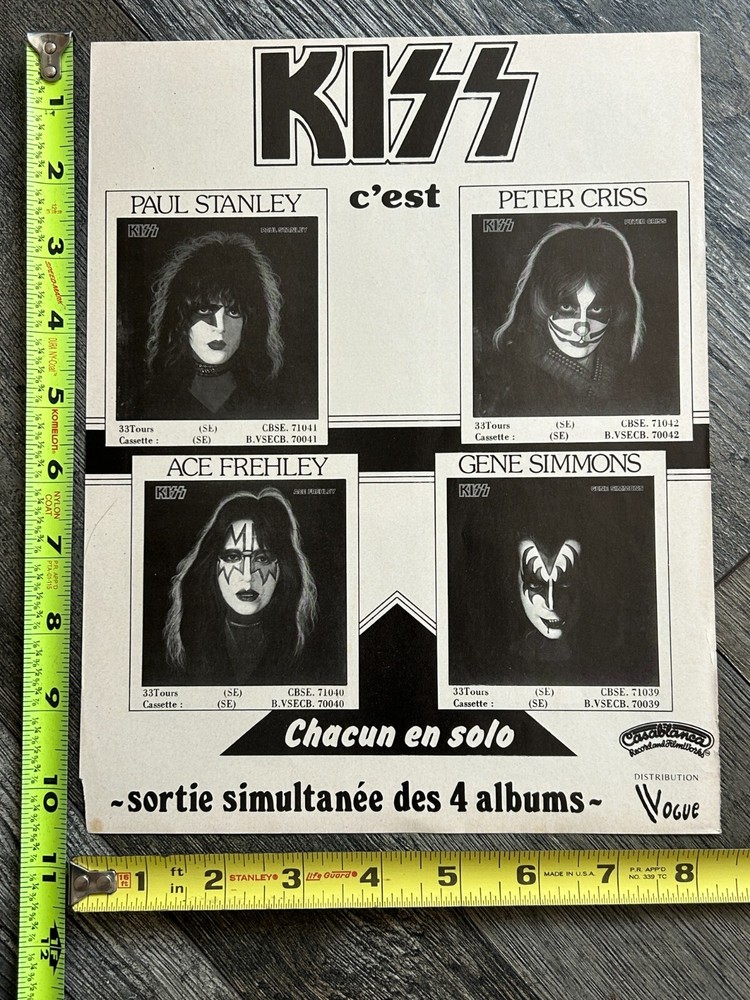 KISS Ad Advert 1978 Solo Albums Vinyl Vogue Records France Vintage Kiss Aucoin