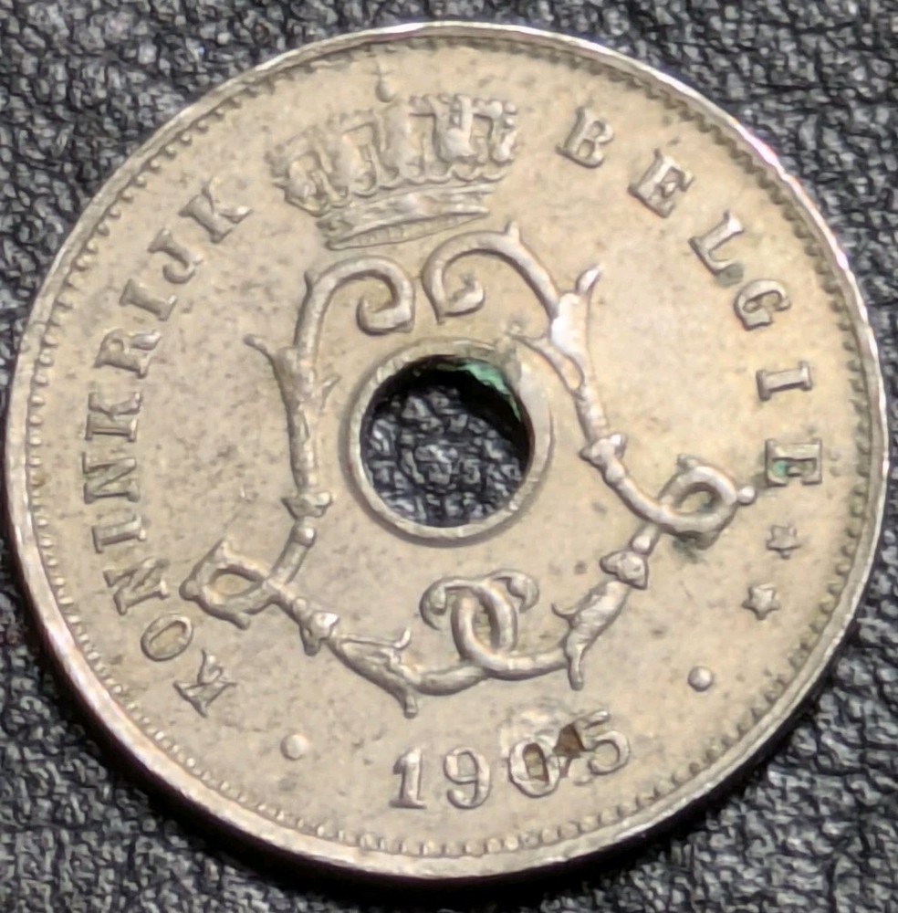 1905 Belgium 5 centimes Cent Dutch Text Extra Fine