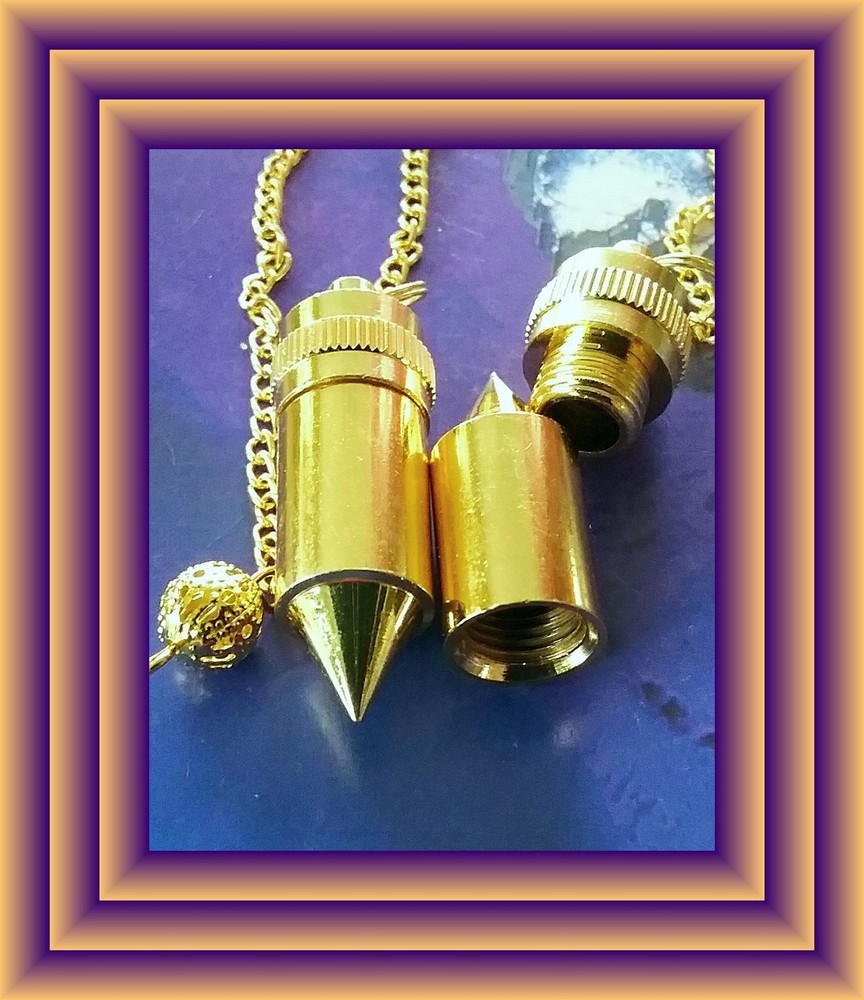 GOLD Pendulum, BULLET DESIGN CHAMBERED GOLD DOWSING PENDULUM,  DIVINATION