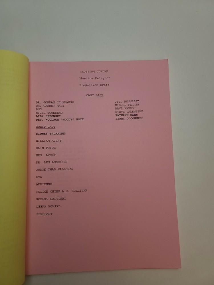 CROSSING JORDAN / Kathy McCormick 2004 TV Script, Ravi Kapoor "Justice Delayed"