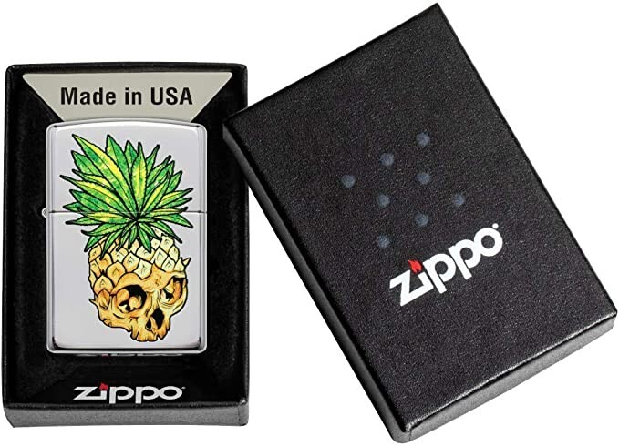 Zippo Skull Pineapple Design High Polish Chrome 49241