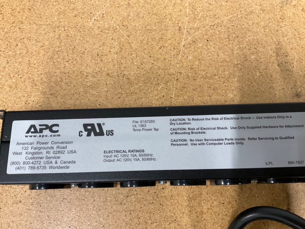 APC E157293 AC 120V/15A/50/60HZ INPUTS & OUTPUTS