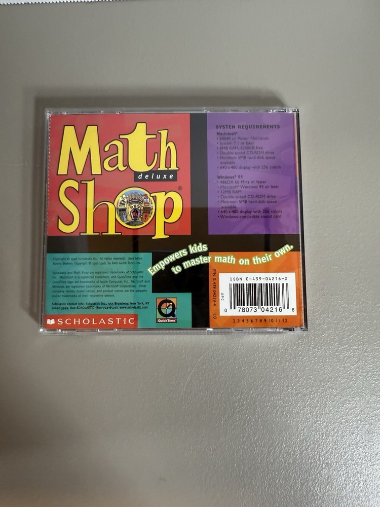 Vintage Scholastic "Math Shop Deluxe" (Windows 95/Mac PC)