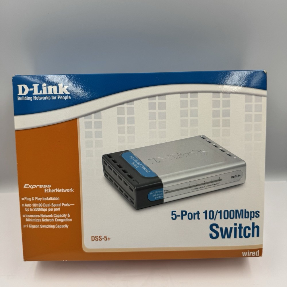 D-LINK DSS-5+ 5 PORT 10/100MBPS ETHERNET NETWORK SWITCH ULBT-26