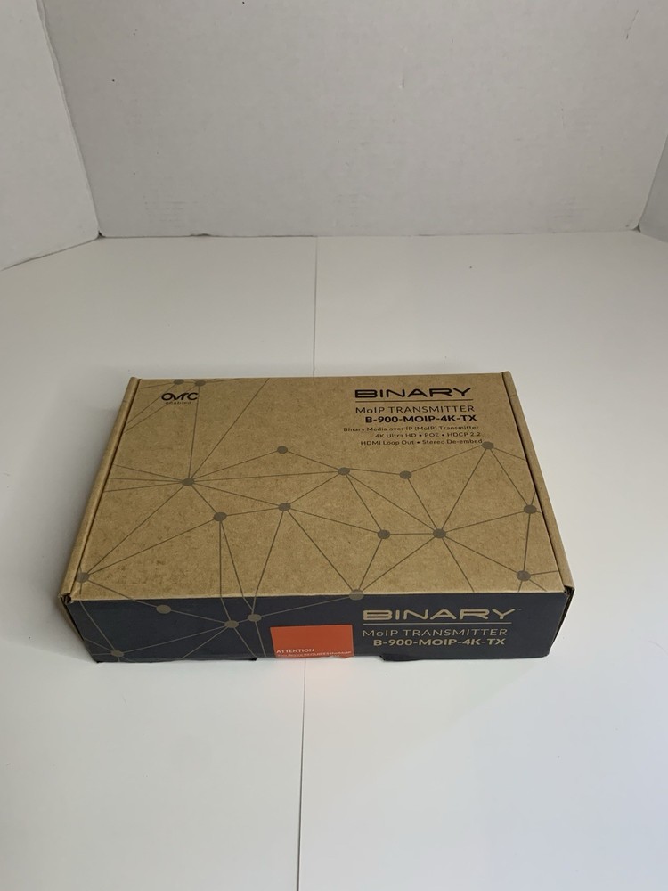 BINARY 900 Series 4K Media over IP Transmitter: B-900-MOIP-4K-TX New Open Box
