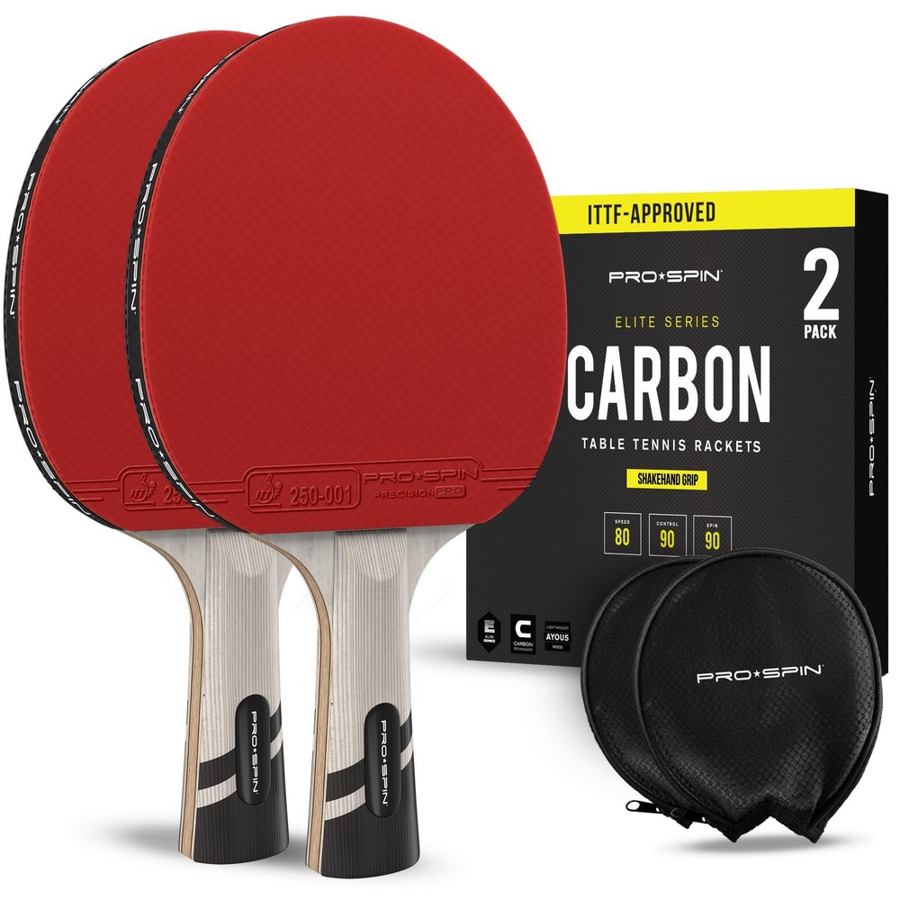 PRO-SPIN Ping Pong Paddles – ITTF Approved 2-Pack, 2-Pack | Active Red