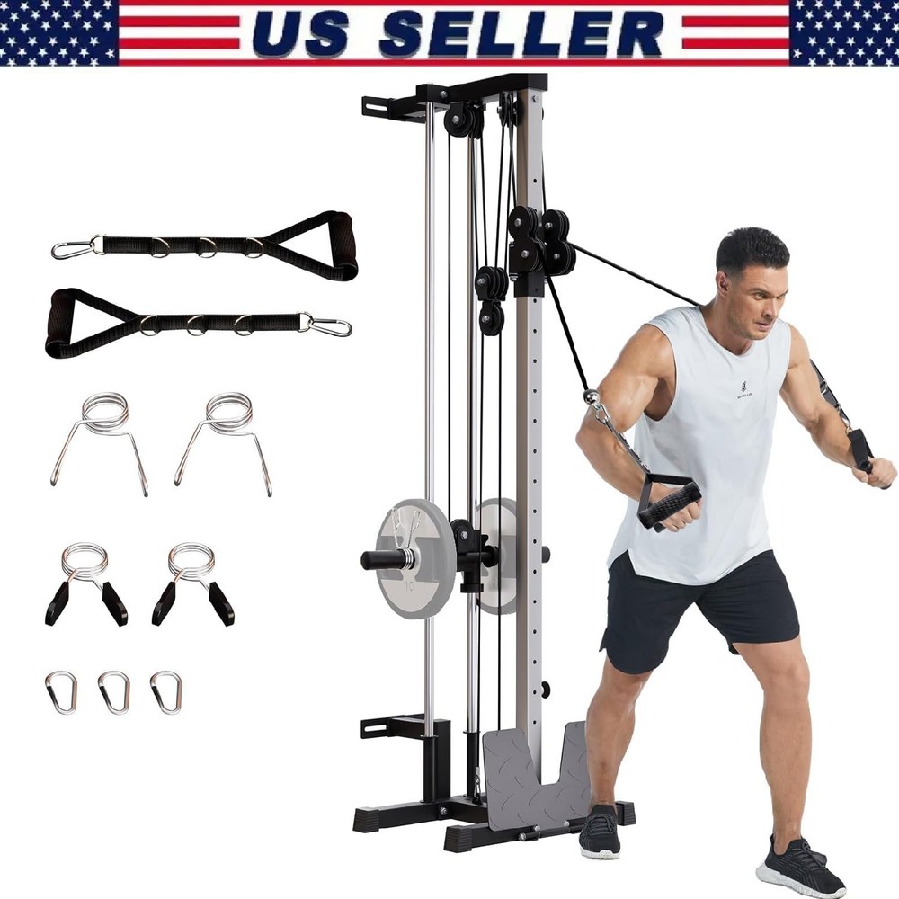 Wall Mount Cable Machine, Adjustable Dual Pulley Cable Crossover Machine Workout