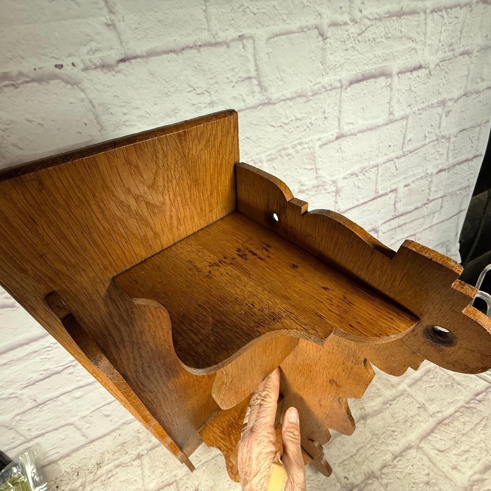 Vintage Oak Clock Wall Shelf